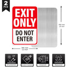 2Pack Exit Only Do Not Enter Sign 18"×12" Engineer Grade Reflective