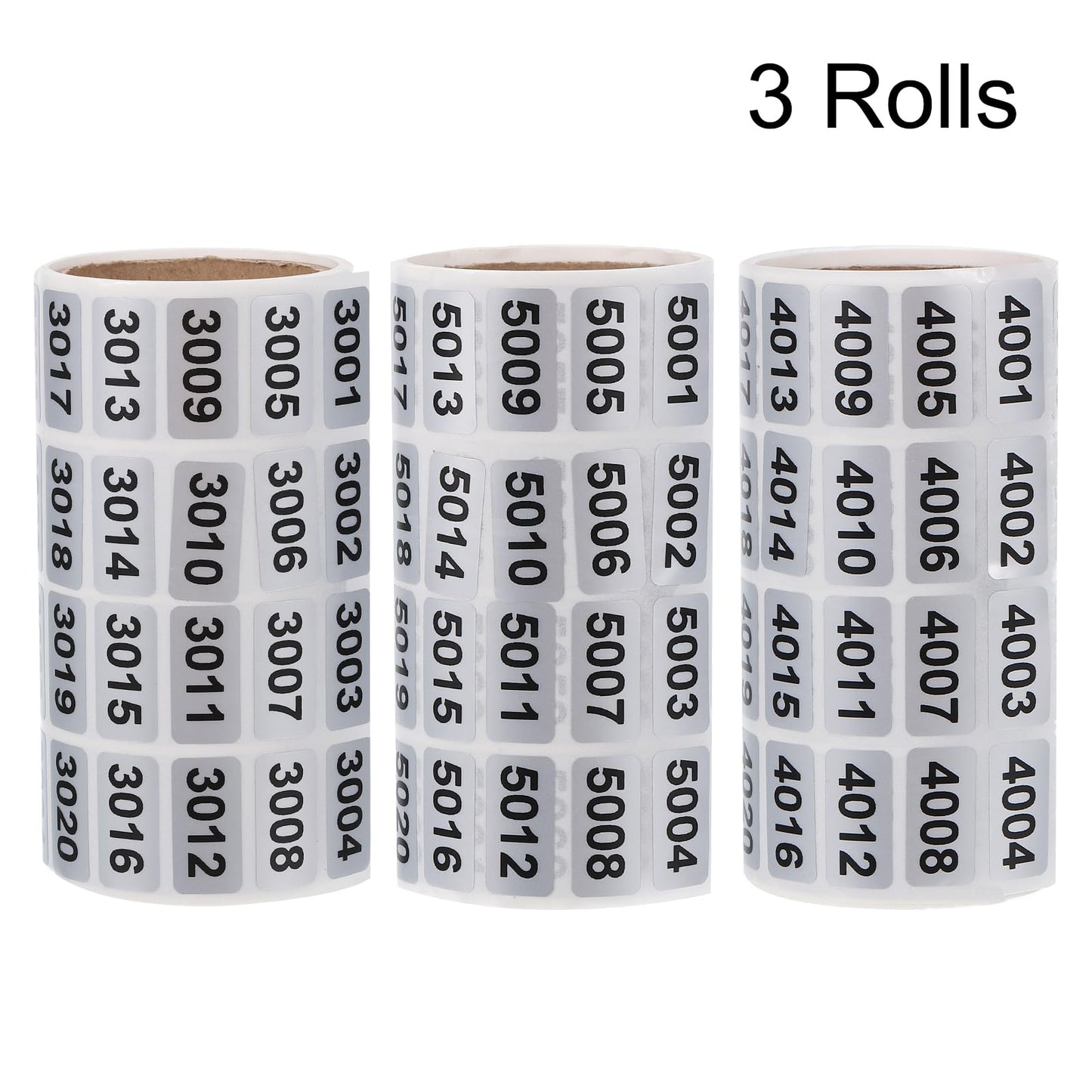 MECCANIXITY Consecutive Number Stickers, 3001 to 4000, 4001 to 5000, 5001 to 6000 Inventory Label Numbers for Office Warehouse Numbering, Total 3000pcs