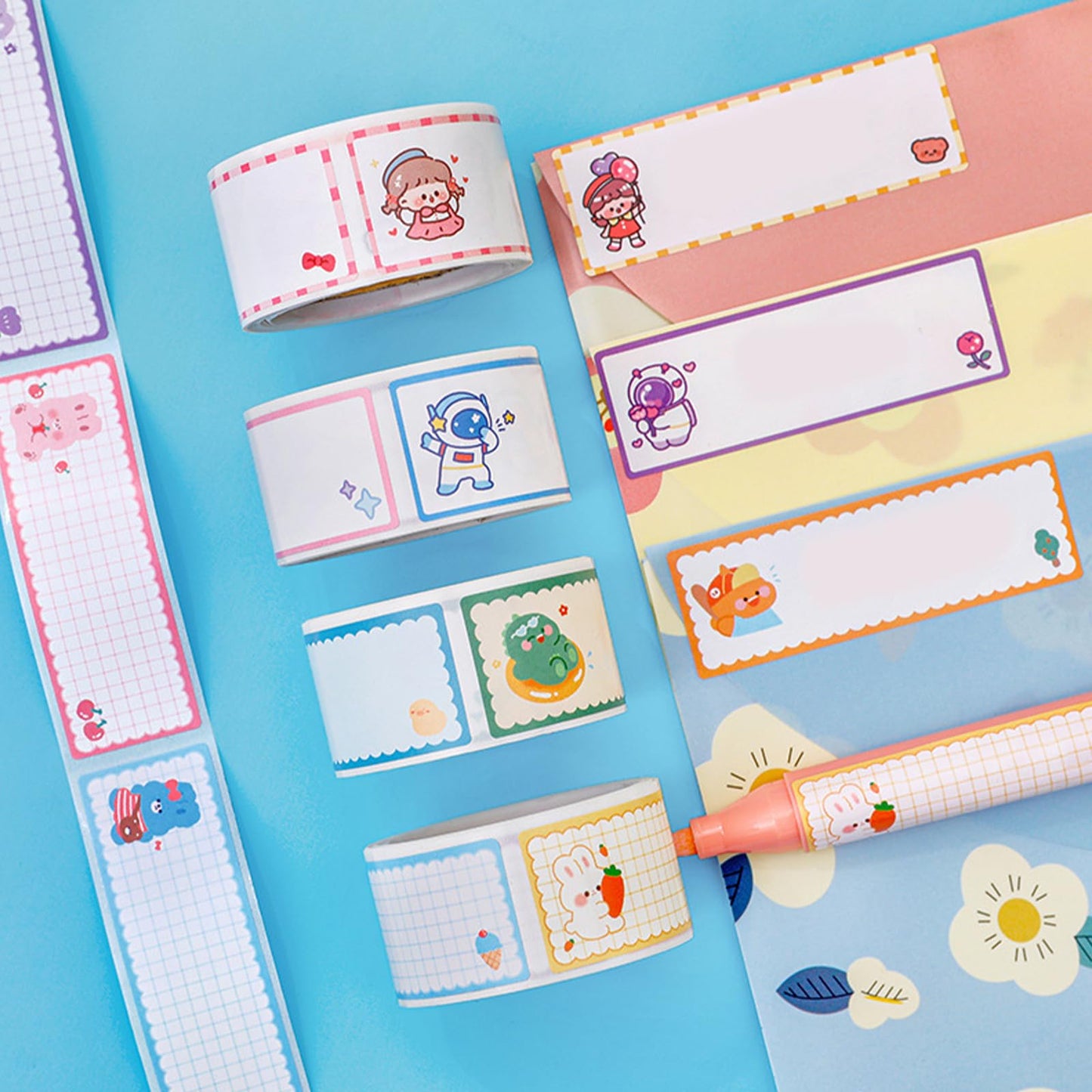Cute Name Tag Sticker Animal Label Name Stickers Cute Dinosaur Rabbit Astronaut Name Badge School Book Pencil Name Label Sticker for Kid Students Stationery Desk Supplies 240 Pcs (4p Animal) 4p Animal
