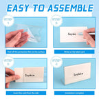 30 Pack Mini Clear Sign Display Holder with Blank Labels,3.5*2.4 Inch Horizontal Slanted L-Shape Plastic Name Card Price Card Tag Label Counter Top Stand
