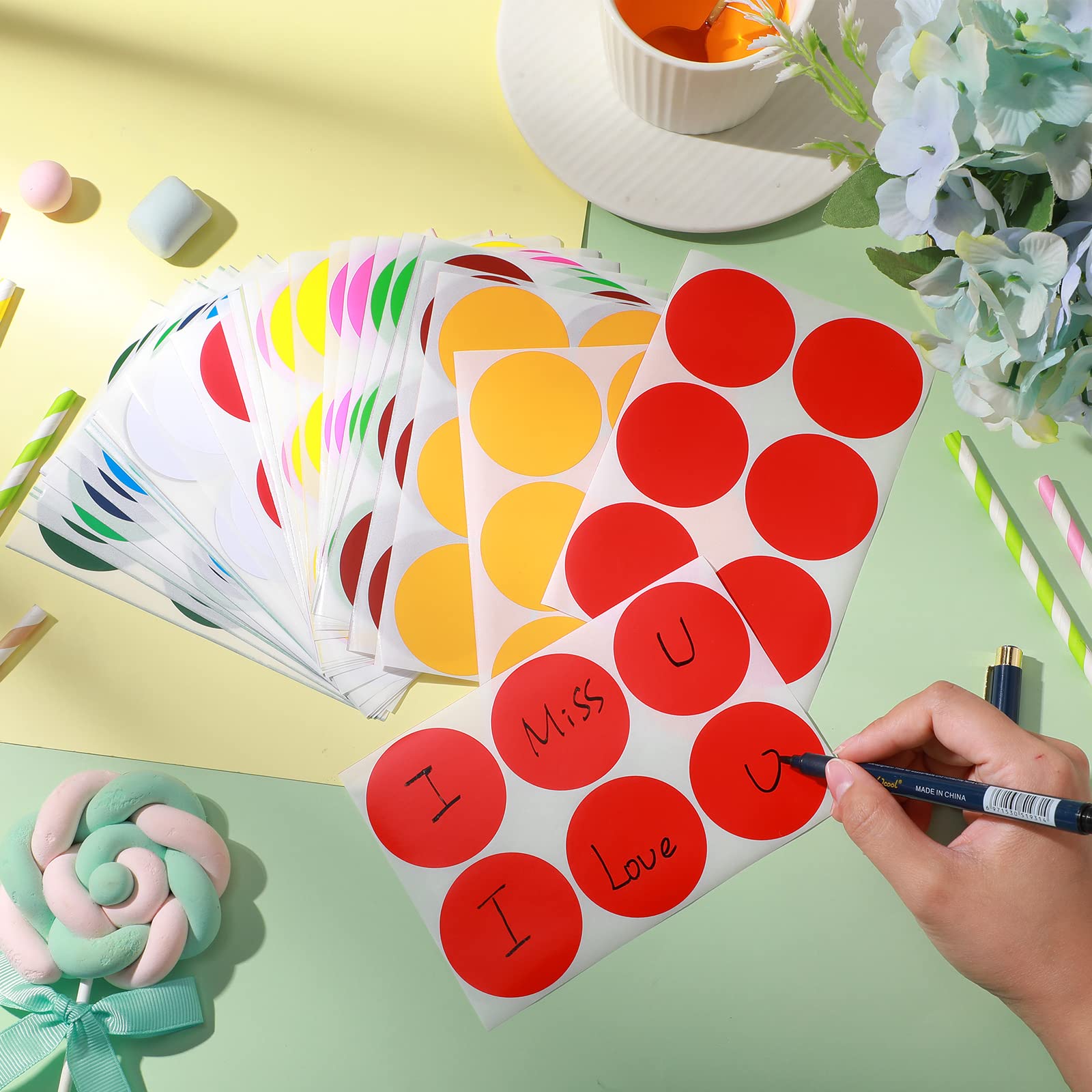 480-Piece Colored Dot Stickers - 2 Inch Round Labels For Coding & Organizing 20 Colors