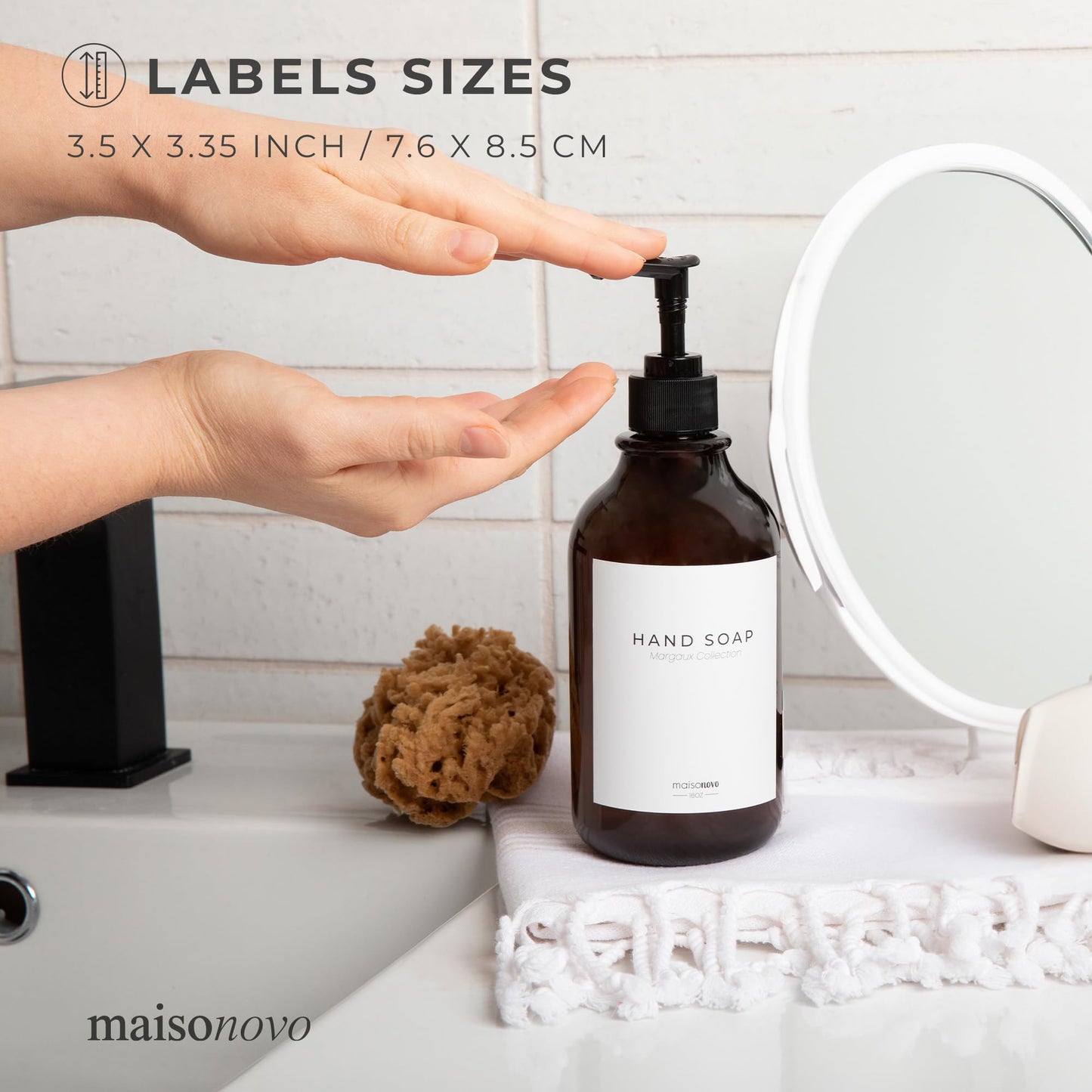 MaisoNovo Waterproof Labels for Bottles Modern Design - 6pc Hand Soap Pack Margaux Hand Soap