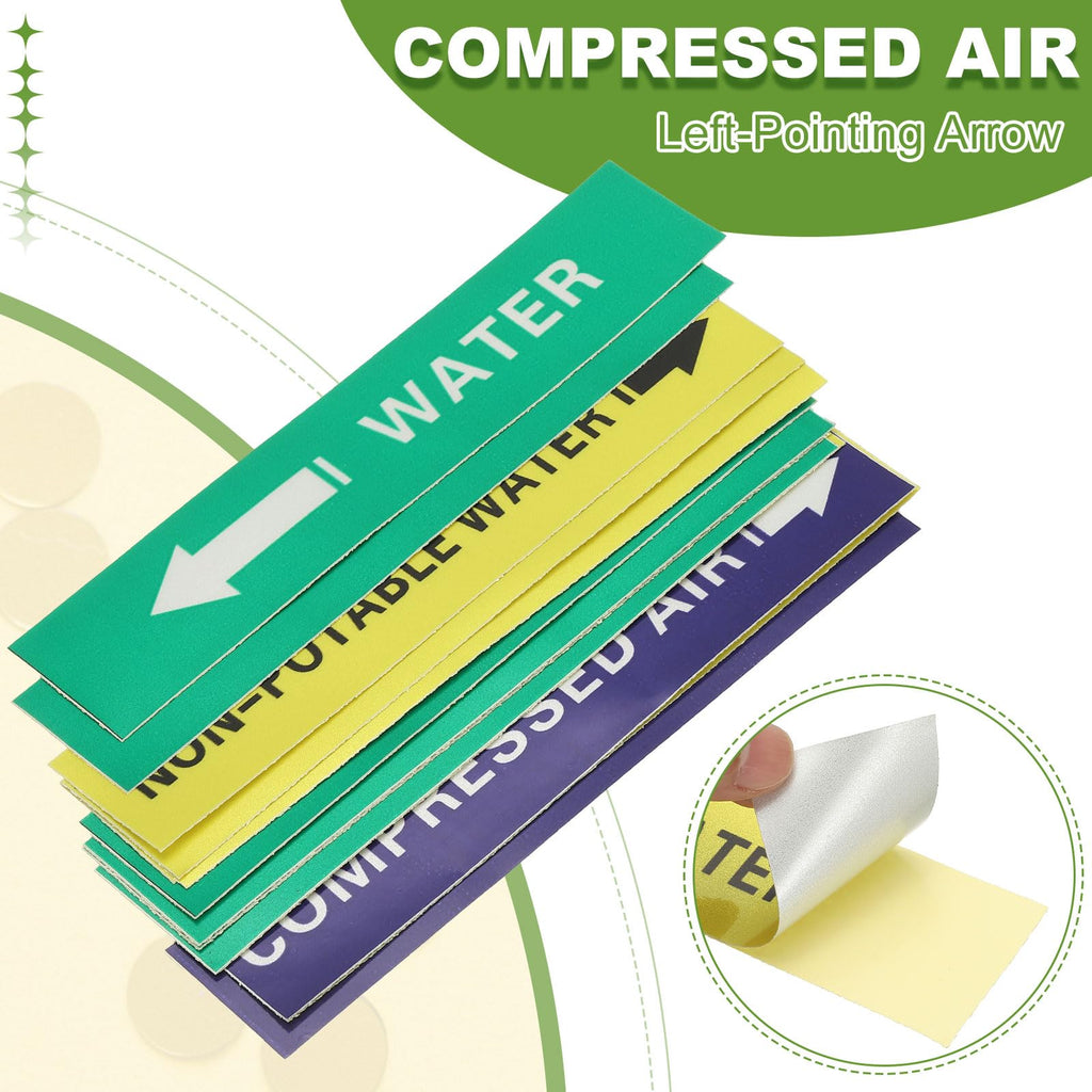PATIKIL 36 Pcs Pipe Label Stickers with Arrows 1-3/5" x 8" HOT WATER Right-Pointing Arrow White on Green Background