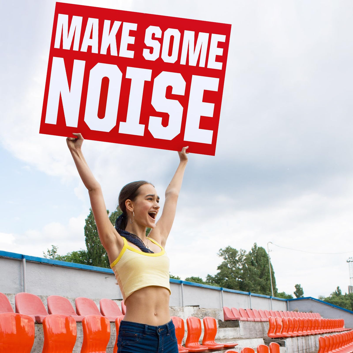 GlikCeil Extra Large Cheer Signs for Competition 18 x 24 Inch,Red Red