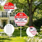 Large No Trespassing Signs Private Property with Stake for Outside 3 Pack