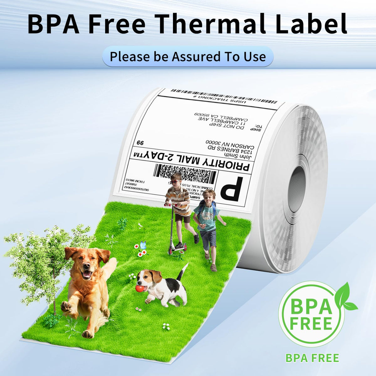 Phomemo 4X6 Thermal Labels - Shipping Labels, Thermal Printer Label, Roll Label for Shipping Label, Address, Mail, Compatible with Zebra, Munbyn, Rollo, Polono, Nelko, Pack of 500, White White-500 4x6-Roll