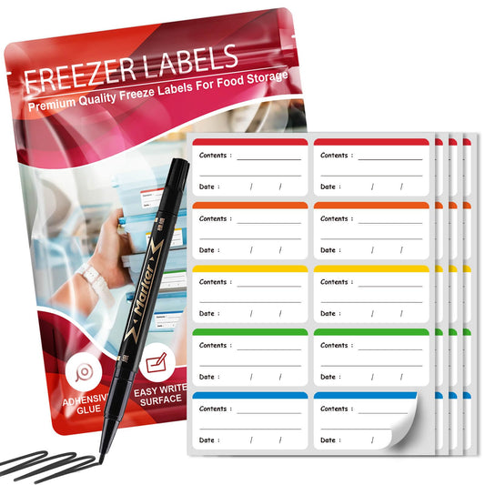 Freezer Kitchen Labels, Removable Food Storage Labels (300 PCS, 1x3 Inch, Clear Vinyl, No Residue, Easy Peel Off) 300