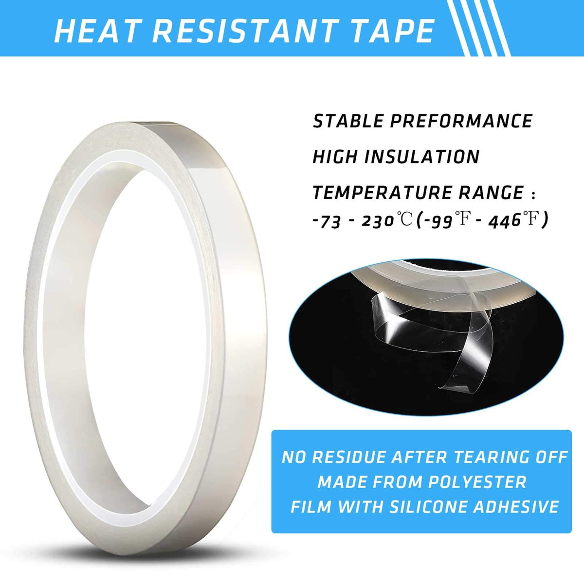 Zonon 4 Rolls 20mm x 33m 108 ft Heat Resistant Tape for Sublimation High Temp Adhesive Heat Transfer Tape Clear Vinyl Thermal Sublimation Press for Electronics Printing Circuit Board No Residue
