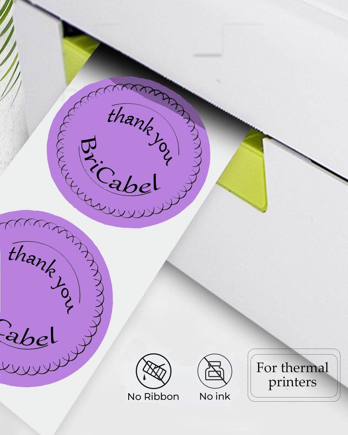 4 Inch Large Purple Circle Thermal Labels, 300 Labels/Roll,Self-Adhesive Round Inventory Stickers, Multi-Purpose Round Roll Thermal Printing Stickers for Business and Domestic Use 4 inch