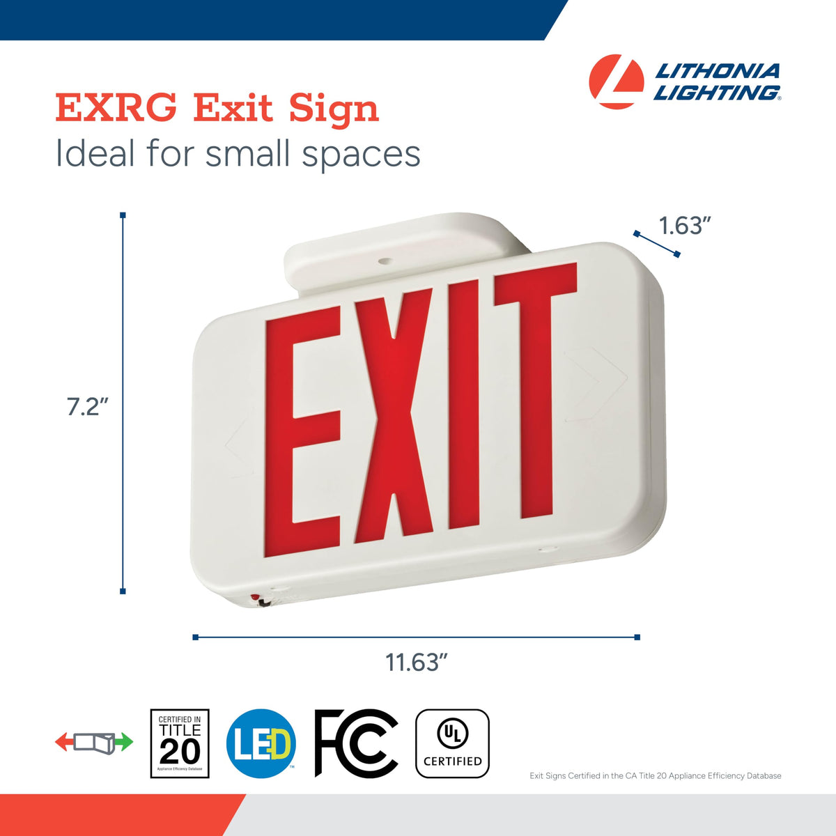 Lithonia Lighting Single-Sided LED Exit Sign, Switchable Red Green, White 11.63" | Sign Only (Ni-Cd Battery)
