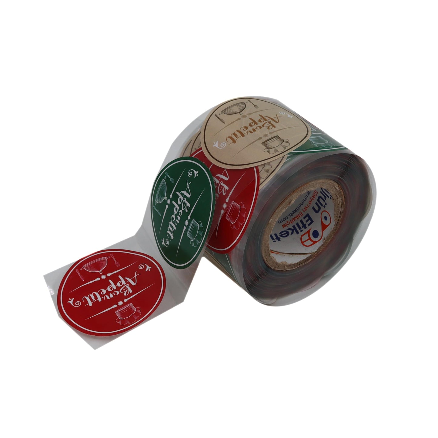 Bon Appetit Label Roll, 2 inch, 500 Piece Labels for Food Service, Bakery Packaging, Enjoy Your Meal Sticker