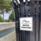 Signs ByLITA Square Classy Please Watch Your Step Sign | Safety Sign with Easy Installation (Red) - Small 5 Pack Red 4 x 4" - Small