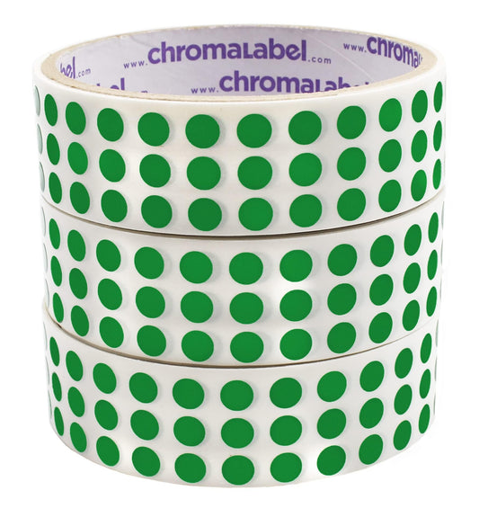 ChromaLabel 0.25 Inch Standard Green Permanent Adhesive Color Code Dot Label Kit, 1000 Stickers per Roll, 3 Pack 1/4" Pack of 3