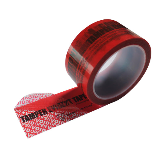 1 Roll 100% Total Transfer Tamper Evident Security Seal Tape (50mm x 50m x 2mil, Ultra-Thick “Void” Film, Red)