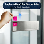 Office Door Sign with 6-Zone Sliding Design, 13 Interchangeable Status Options, Do Not Disturb, Please Knock, In A Meeting, Out Of Office, Back Soon, Custom Privacy Door Slider for Office, Meeting & Conference Room (Brushed Silver) - Patent Pending