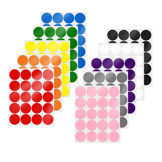 10 Colors Dot Stickers 2 Inches Vinyl Self-Adhesive Waterproof Colored Circle Labels Removable Color Coding Decals Round Tag for Office Inventory 200 PCS Multicolor