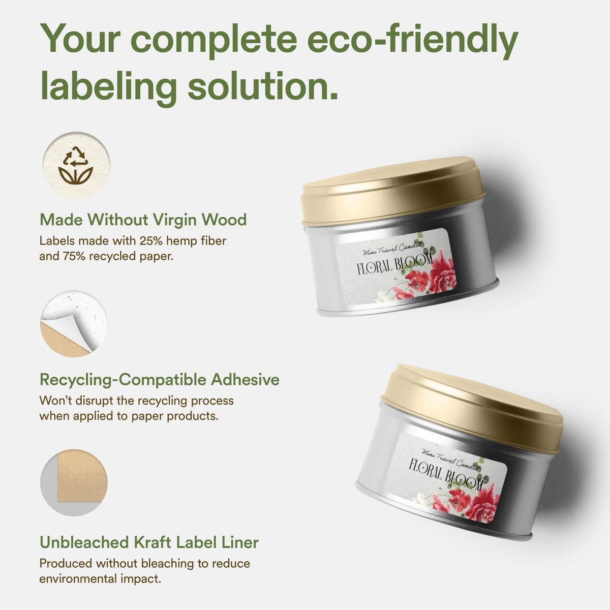 Avery Printable Rectangle Hemp Labels with Sure Feed Technology, 2/3" x 3-7/16", Off-White, Laser & Inkjet Compatible, 1200 Total, Great for Product Branding, Packaging, and More 1,200 Labels