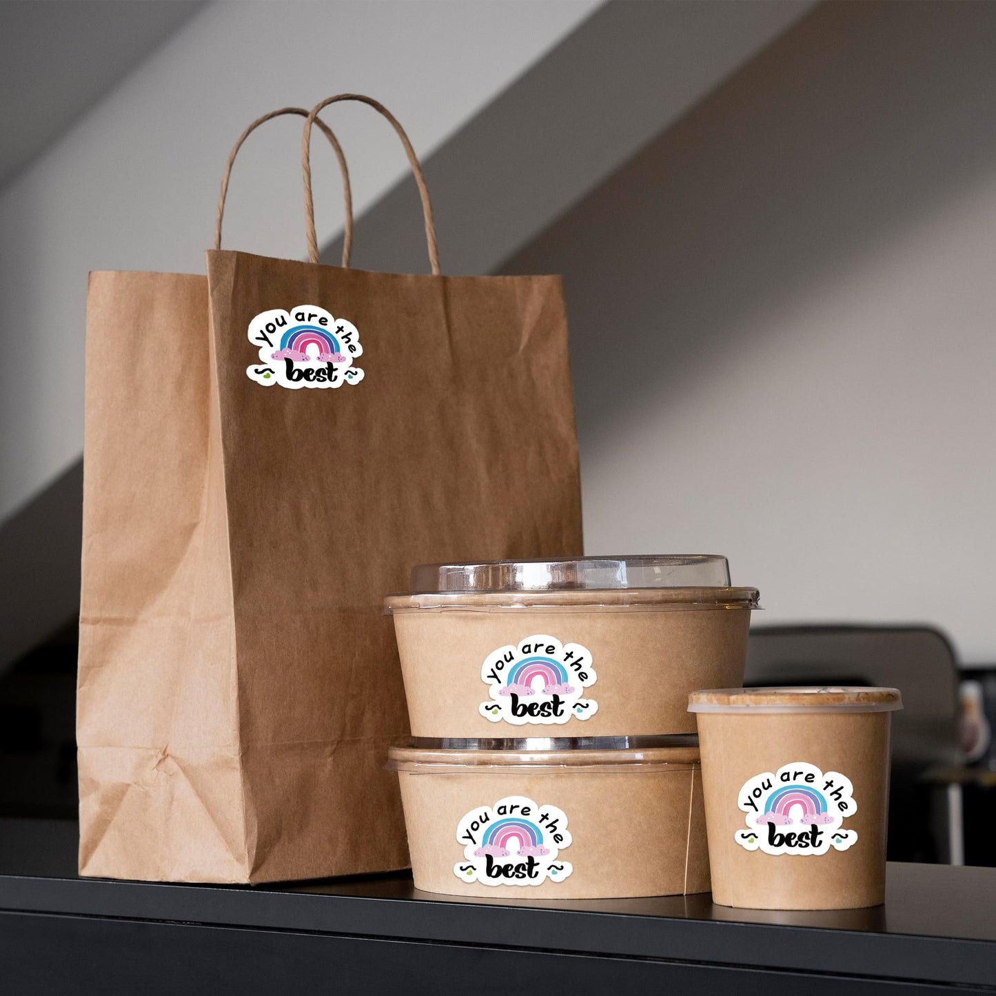 You are The Best Thank You Stickers - Rainbow Design Business Stickers, 500 PCS for Small Business Packaging & Shipping You Are the Best