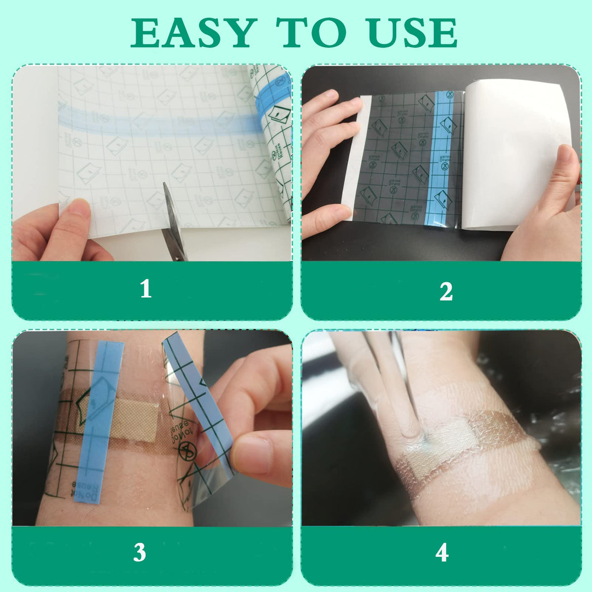 3 Rolls Transparent Stretch Adhesive Bandage, Waterproof Clear Film Dressing Bandages, Waterproof Bandages Post Surgical Shower Shield Dressing Tape for Tattoos Swimming (2 Inch, 4 Inch, 6 Inch)