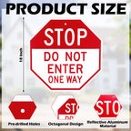 LEIFIDE 2 Pack Stop Do Not Enter One Way Signs - Reflective Aluminum Sign