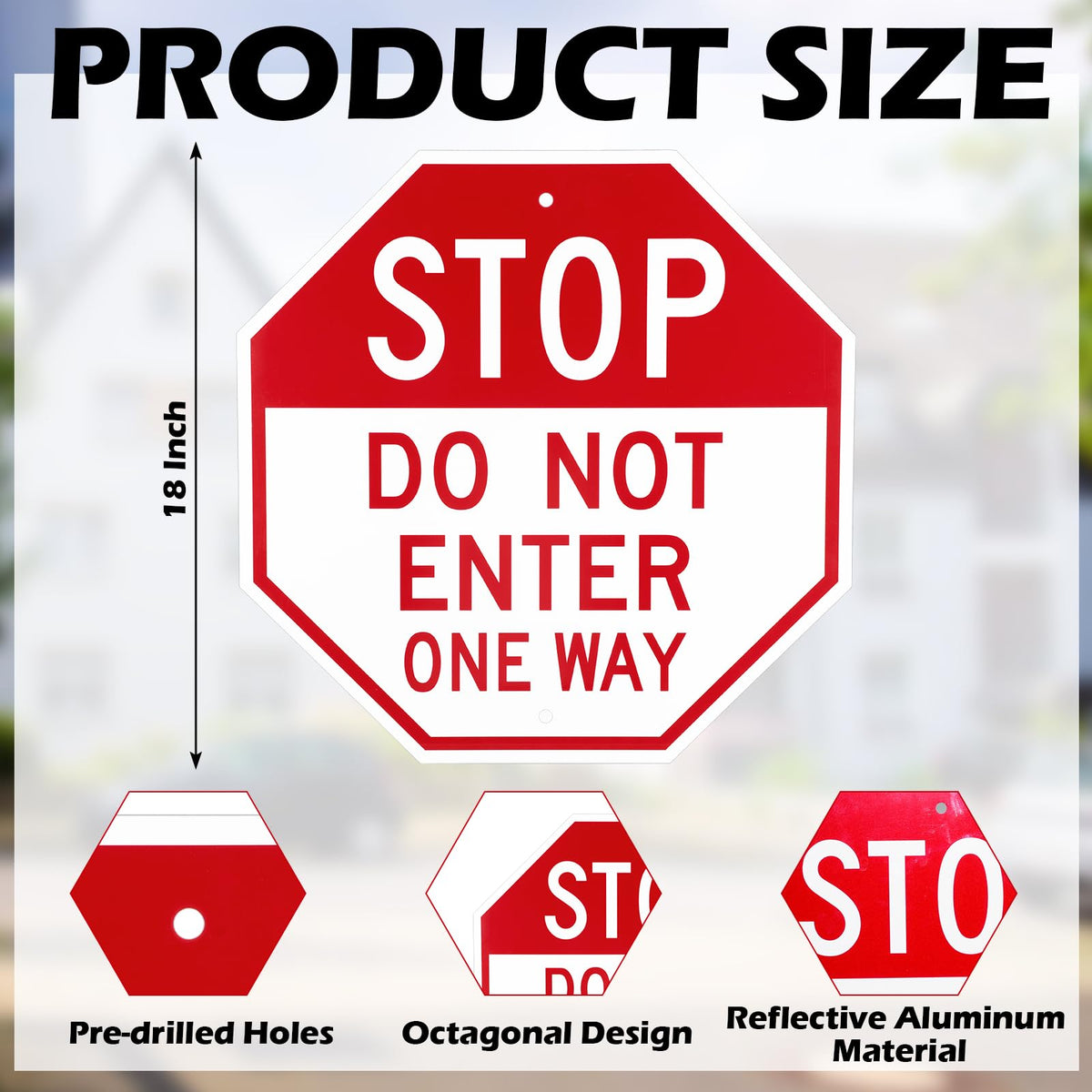 LEIFIDE 2 Pack Stop Do Not Enter One Way Signs - Reflective Aluminum Sign