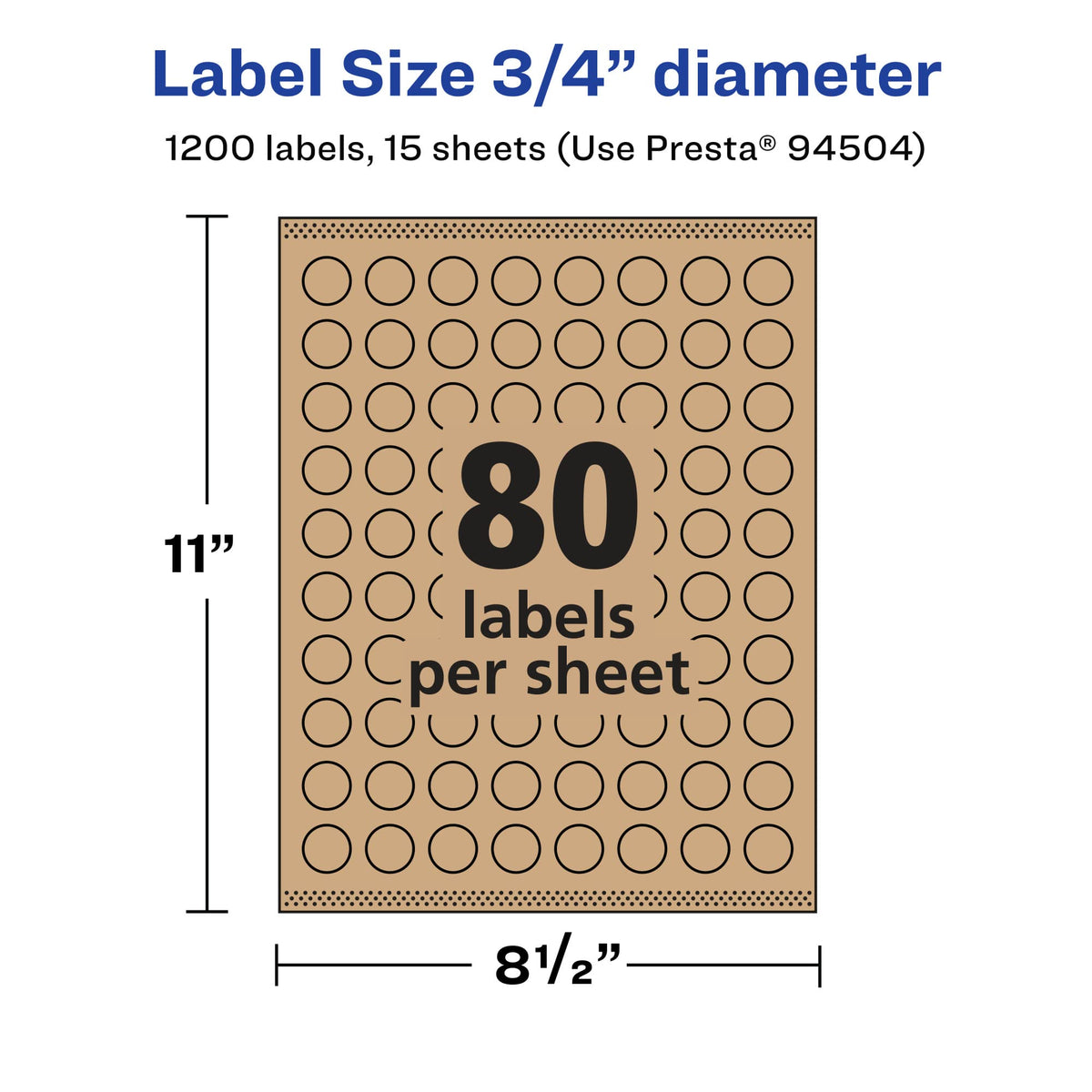 Avery® Kraft Brown Round Labels, Sure Feed® Technology, 0.75" Diameter, 1,200 Kraft Brown Labels, Print-to-The-Edge, Laser/Inkjet Printable 1,200 labels