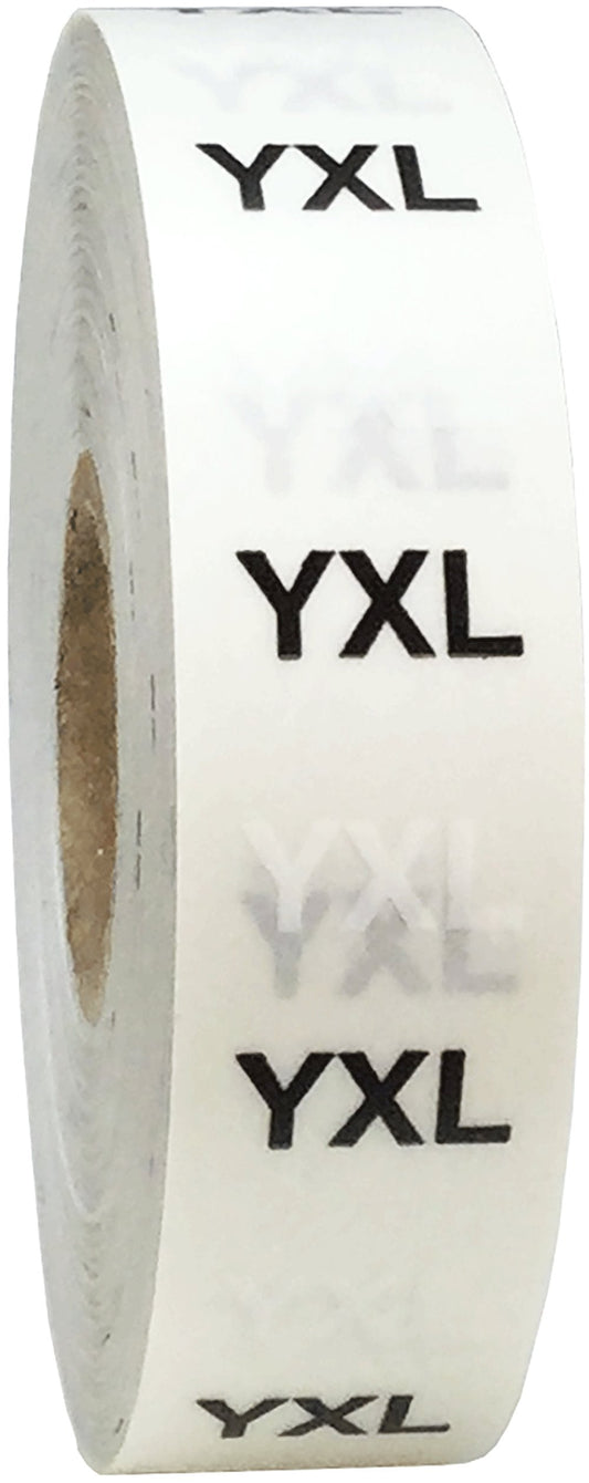 YXL Modern Style Clear Clothing Size Strip Stickers 3/4 x 6 Inch 200 Labels on a Roll Yxl