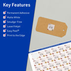 Avery TrueBlock Matte White Square Labels, Sure Feed Technology, 1.5" x 1.5", 1,000 Matte White Labels, Print-to-The-Edge, Laser/Inkjet Printable, Great for Packaging and Product Merchandising 1,000 labels