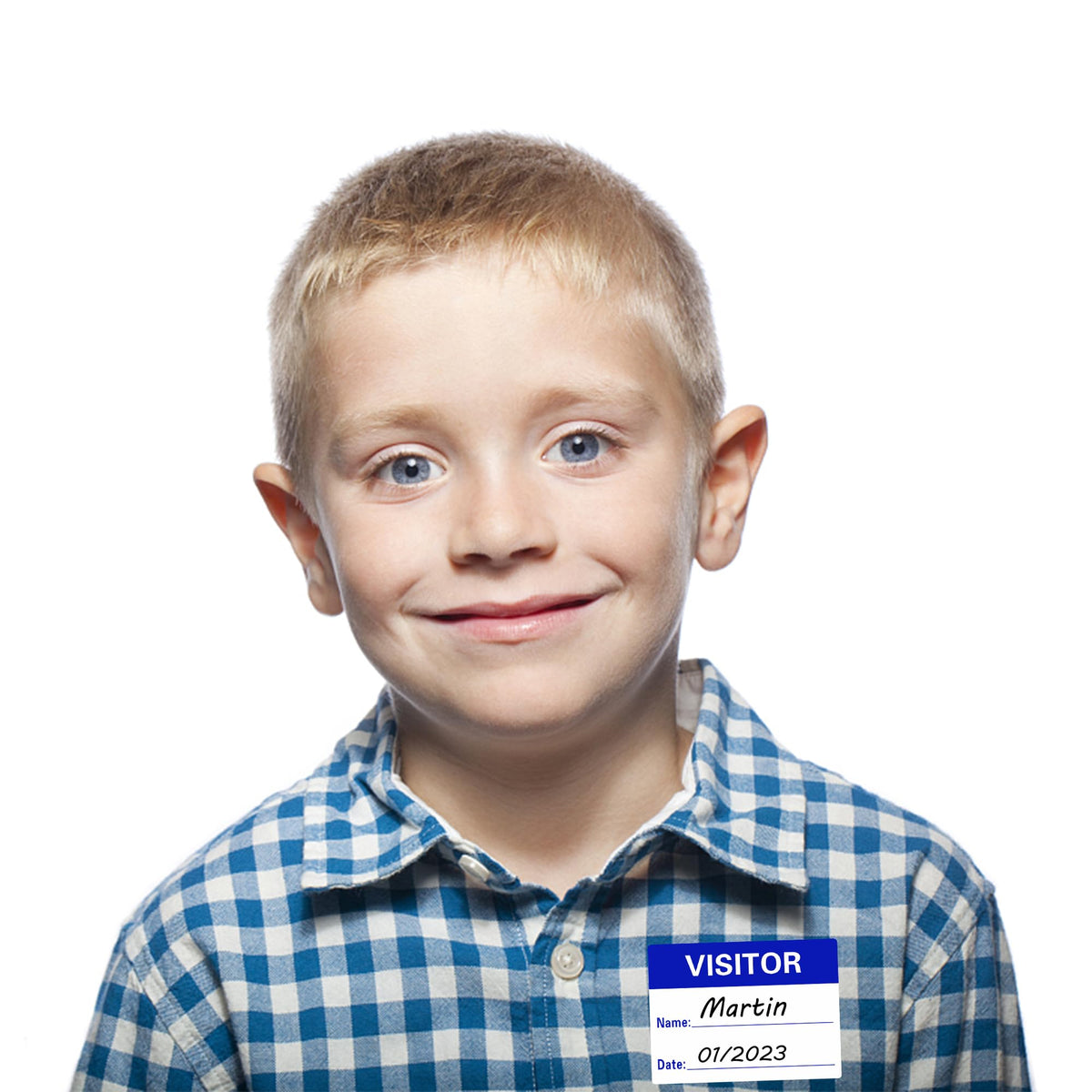 Visitor Pass Labels Name Identification Stickers 2×3 Inch, 10 Rolls Per Color（Fluorescent Green & Blue） 20 Rolls Total 6000 Stickers