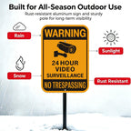 Video Surveillance No Trespassing Warning Sign with 36" Metal Stake, 10x14 Inch Aluminum, Reflective, 2Pack