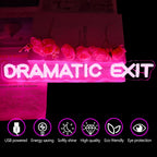 Dramatic Exit Neon Sign for Wall Decor Dimmable Led Theater Room Decor Dramatic Exit Neon Light for Classroom Light Up Signs for Studio, Cinema, Game Room Pink-Dramatic