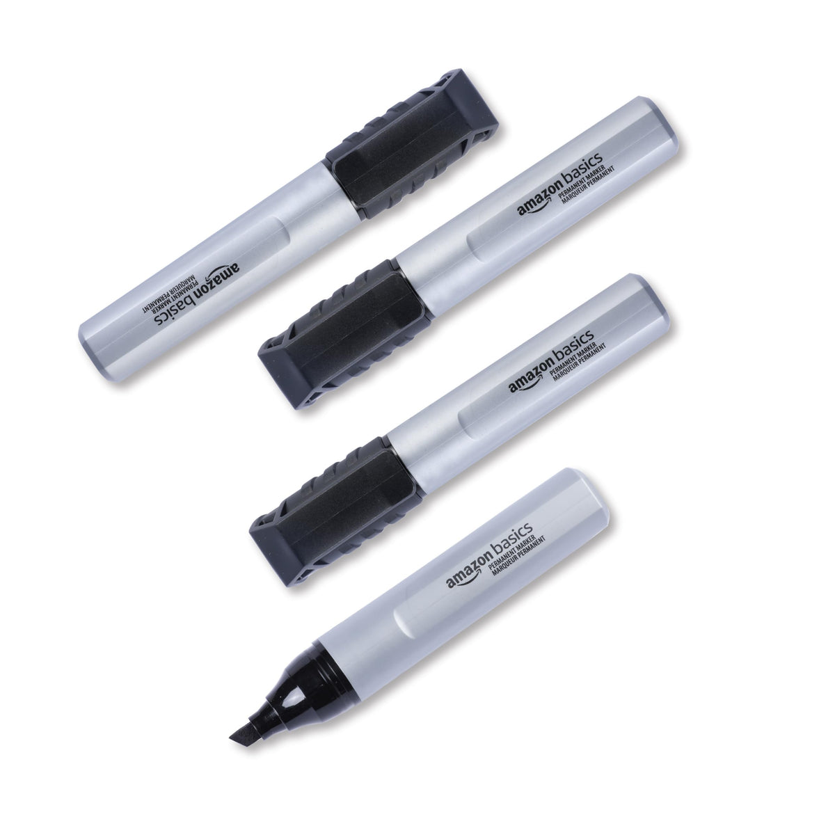 Amazon Basics Large Chisel Tip Permanent Markers, Quick Drying, Fade Resistant, Black, 12-Pack
