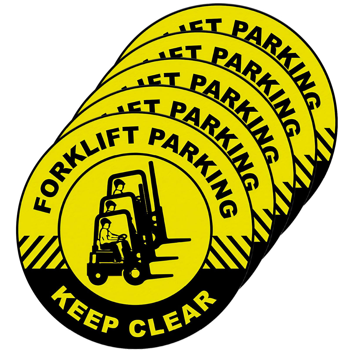 5 Pcs Forklift Parking Keep Clear Sign - 17 Inch Forklift Traffic Floor Adhesive Sign for Safety Warning Industrial Sticker for Work Shop Warehouse Office