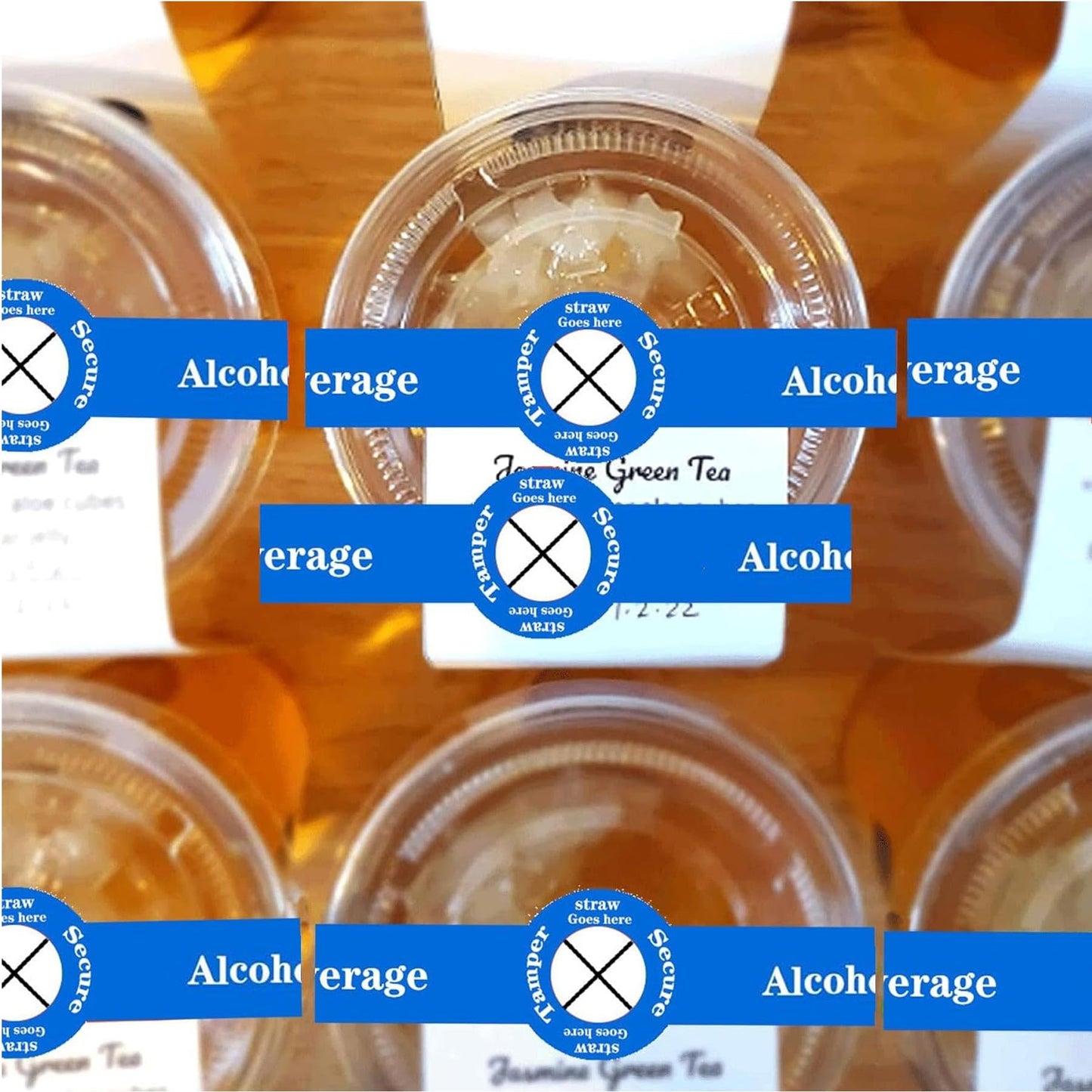 Alcohol to-Go Drink Straw Tamper Proof Stickers 500 pcs Alcoholic Beverage Lid Stickers - 1 x 9 inch Safe Secure Tamper Evident Safety Seals Sticker for Alcohol Cups Drink Lids Seal Freshness Labels