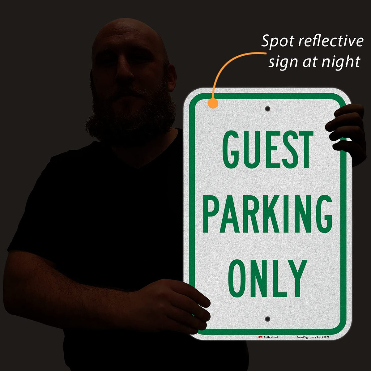 SmartSign "Guest Parking Only" Sign | 12" x 18" 3M Engineer Grade Reflective Aluminum
