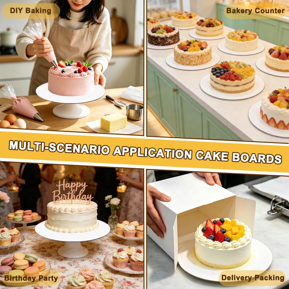 Vicsamer 6PCS Cake Rounds-12IN, Sturdy Corrugated Cake Boards for Dessert