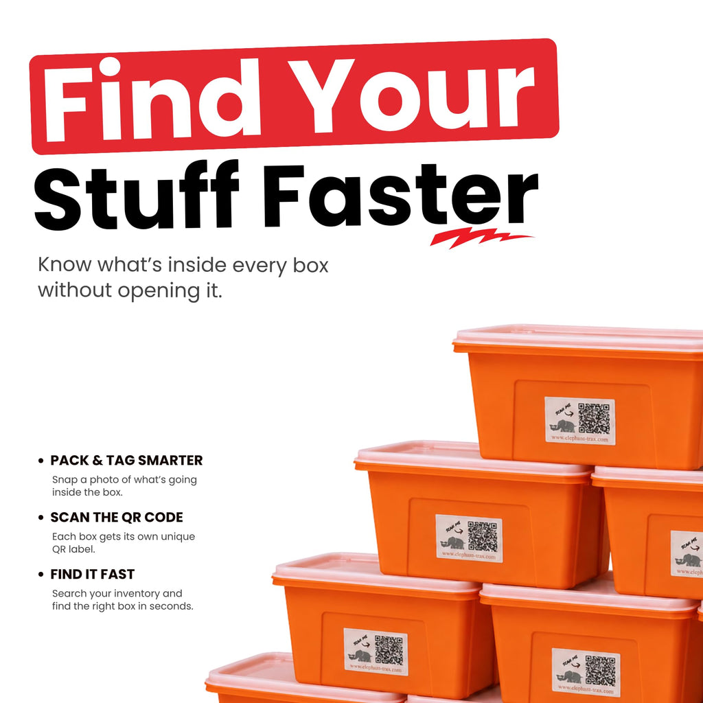 QR Code Labels for Storage Bins – 40 Smart QR Code Stickers, Scannable QR Labels for Tote Bins, Moving Box Labels, Home Organization, Packing Supplies & Inventory Tracking