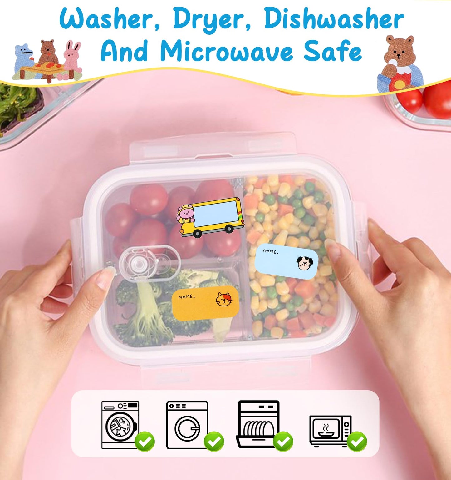 Custom Daycare Name Labels (144 Labels), Personalized Name Labels Waterproof Name Stickers for Clothing Bottles Backpacks Food Containers and School Supplies