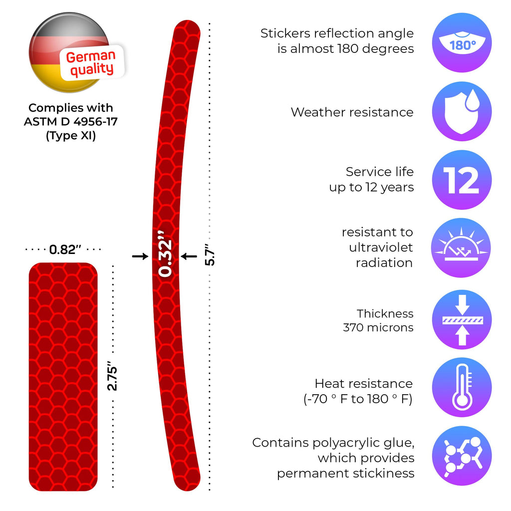 LOOM® Reflective Stickers for Bikes Rims | 18pc Brilliant-Red