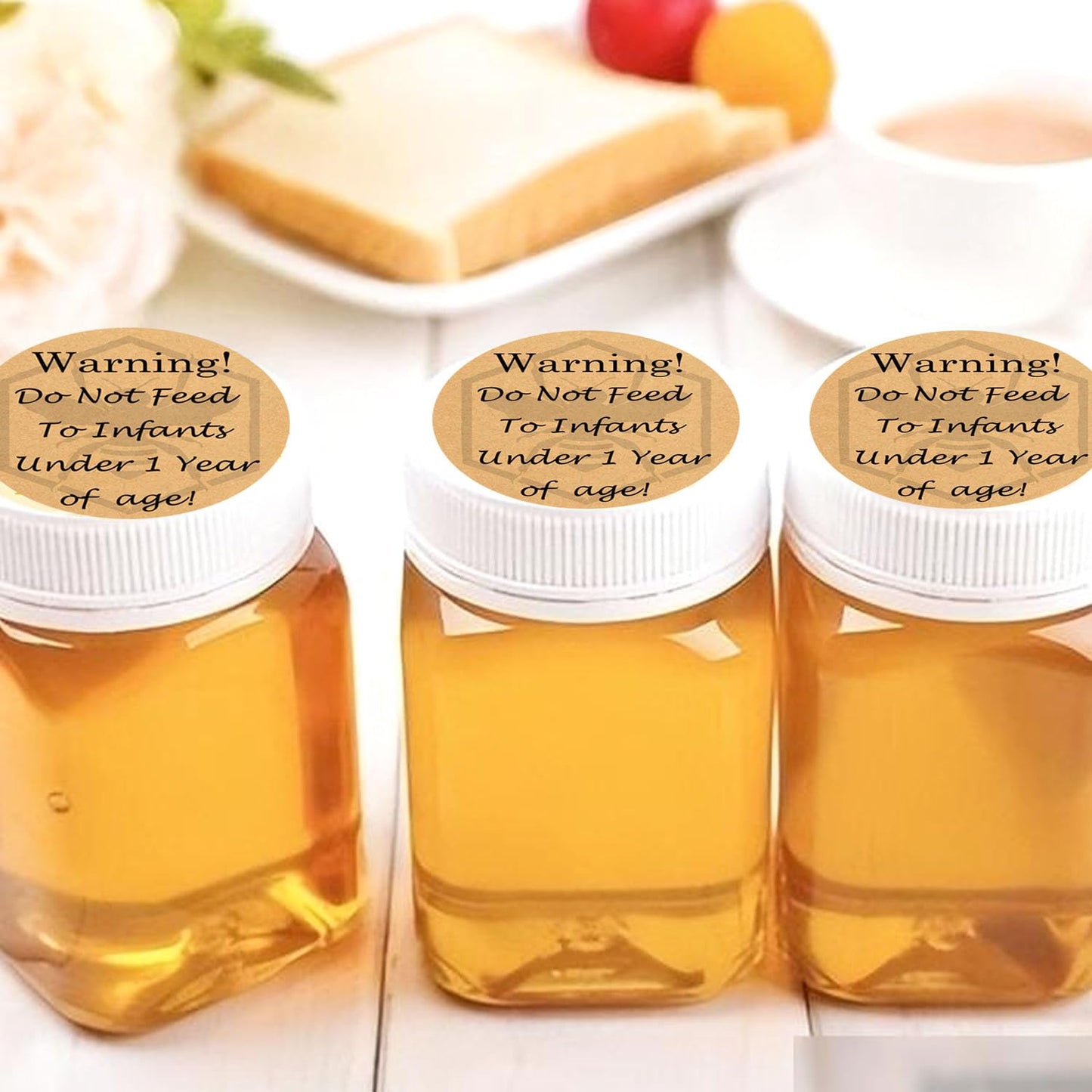 Infant Warning Labels Honey Warning Stickers 1.5 inch Do Not Feed to Infants Label Safety Instruction Stickers for Small Business Canning Jars(300 Pcs)