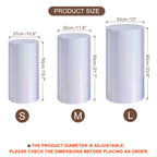 Set of 3 White Cylinder Spandex Stand Covers, Plinth Stand Glitters Cover for Party Wedding Birthday Decor - Only Contains Cylinder Covers (Laser Reflective Fabric - Small)