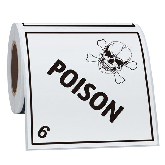Square Stickers Indication Labels Smart Tags Gloss Paper, 100 Stickers, 4x4 inch, Poison