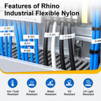 4 Pack Compatible with Dymo 18488 Rhino Industrial Flexible Nylon Labels, A18488 1/2" Black Print on White Tape Work with Rhino Pro 4200 5200 5000 6000 3000 Label Maker, 1/2in x 11.5ft (12mm x 3.5m) Black on White Flexible Nylon Tape 4