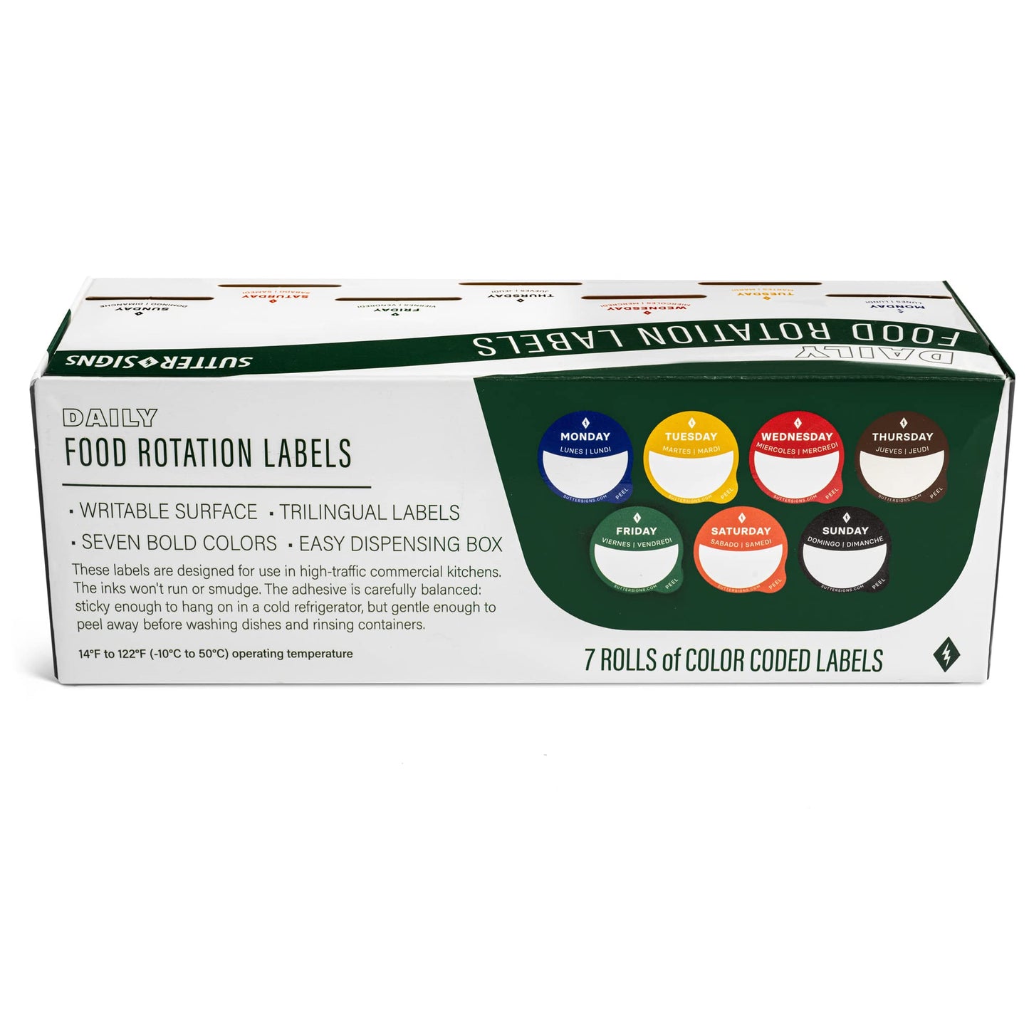 Day Dots Food Labels | 1" Date Dot Stickers for Food Containers, 7000 Labels with Dispenser Box Dispenser Set
