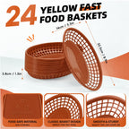 24 Pack, Oval Plastic Fast Food Basket, 8.9 x 5.5 Inch (Brown) Brown