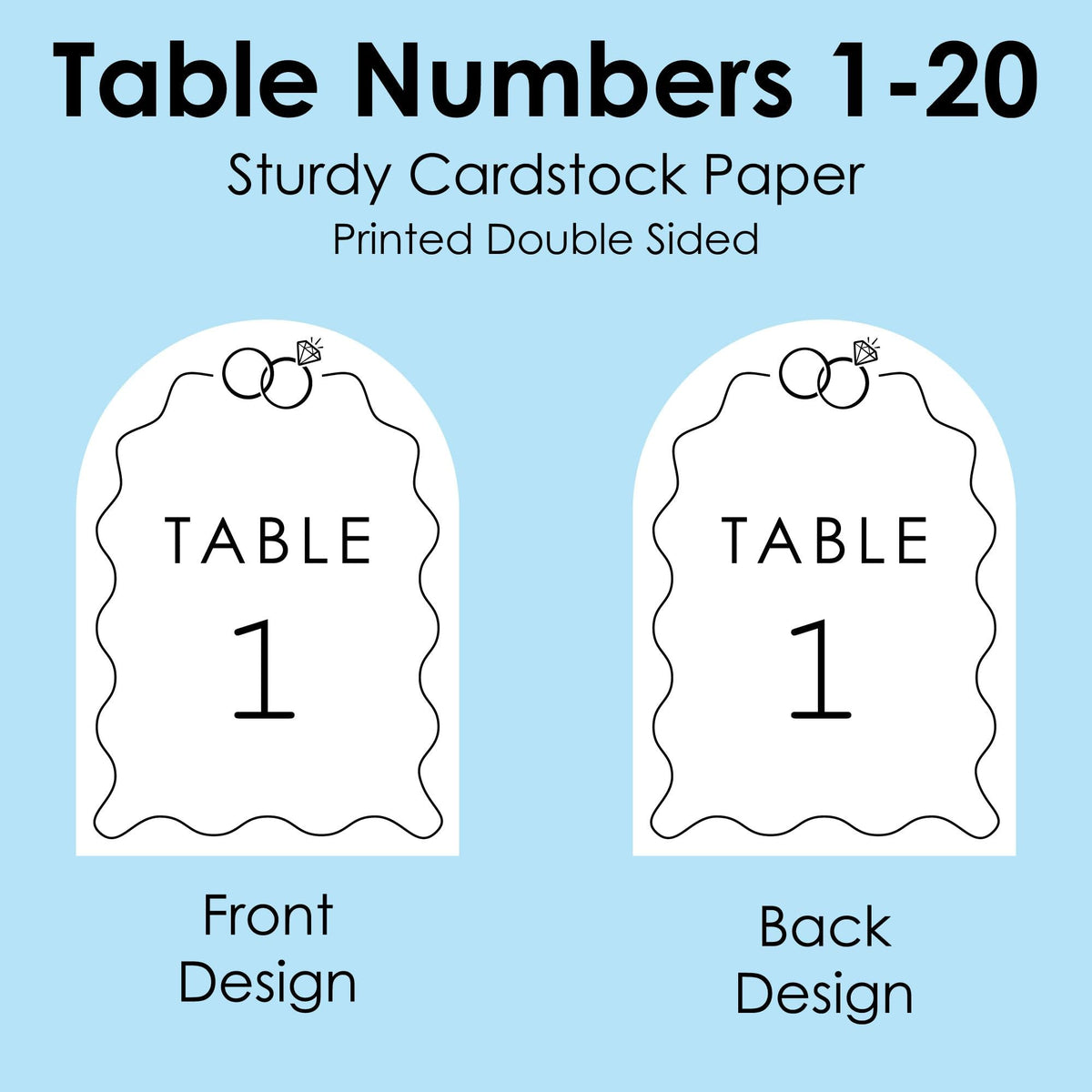 Big Dot of Happiness Wedding Rings Table Numbers, Engagement and Anniversary Party Decor, Wedding Centerpieces, Double-Sided 5 x 7 inches Cards, Table Numbers - 1-20