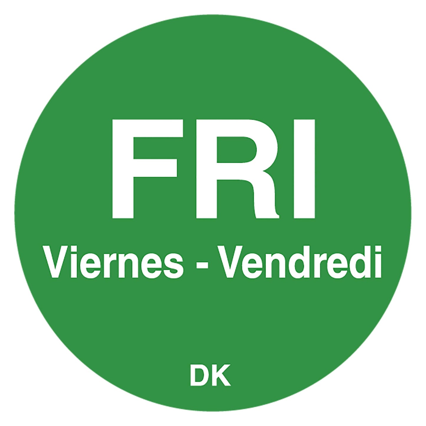 DayMark Safety Systems DuraMark IT110059 Day of The Week 3/4" Circle Permanent Label, Friday, Green,Roll of 2000