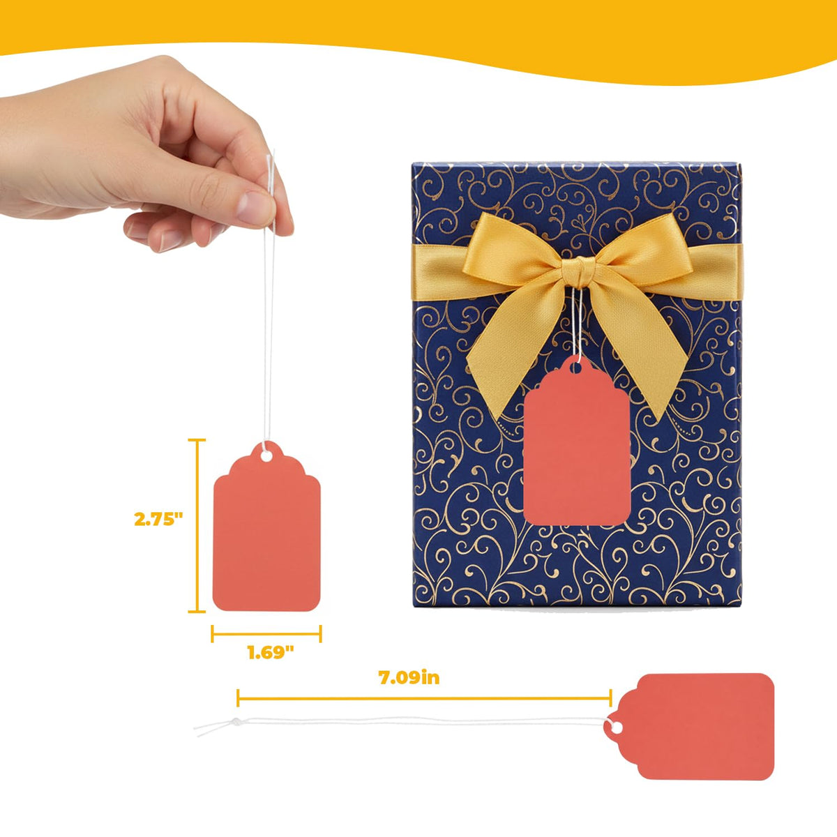 300Pcs Red Price Tags with String, 1.69" x2.75" 300pcs - 1.69" x 2.75"