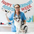 Qttier Happy Veterinary Assistant Week Banner, Pre-strung