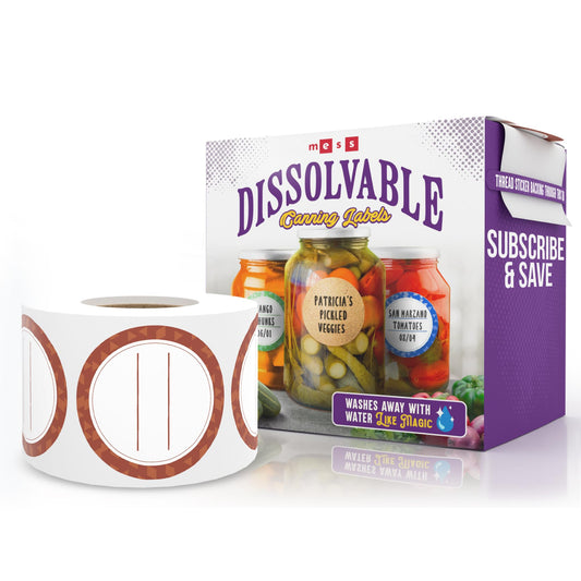 MESS Dissolvable Canning Labels for Jars – 200 Dissolvable Mason Jar Labels - Dissolvable Food Labels for Containers - Jam Homemade Canning Jar Labels Stickers - Removable Mason Jar Labels 2" Chestnut